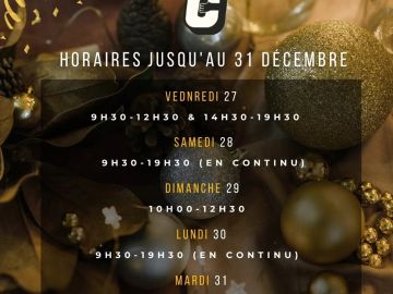 Pour clôturer l'année de façon pétillante, toute l'équipe de la Cave du Coin se met sur son 31 ! 🥂 

Voici les horaires jusqu'au réveillon de la...